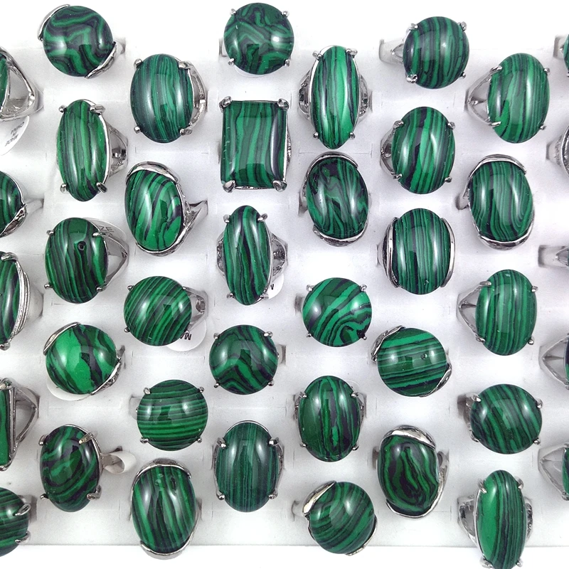 50pcs/pack Big Malachite Rings For Men anillos Mixed Size Gift