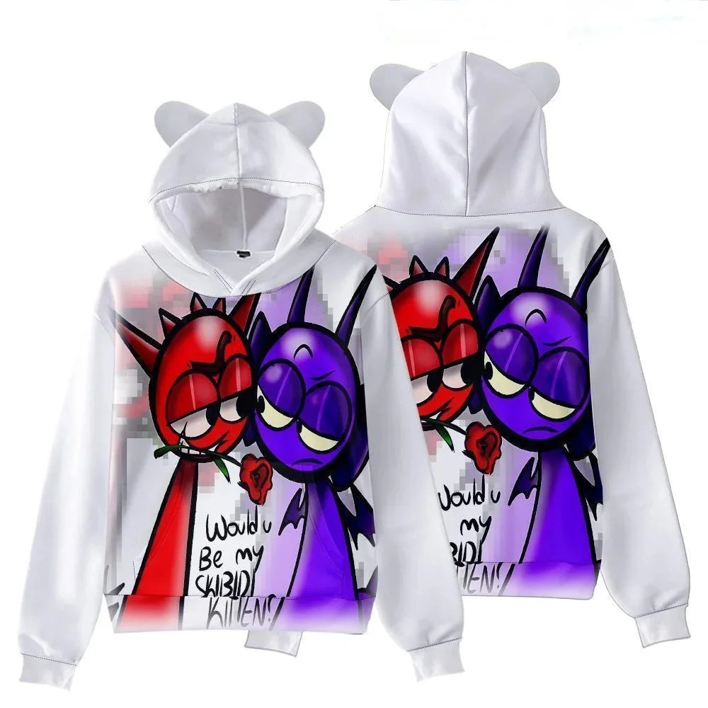 2024 Sprunki Hoodie incredibox Wenda Pinki Sweatshirt Funny Cartoon Game Figure Graphic Raddy plush Clothes Costume For Kids