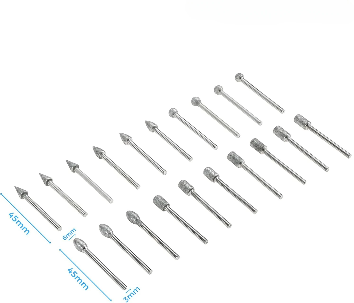 20 Stuks Diamant Slijpen Burr Bit 1/8 Inch Schacht Voor Steenhouwen Diy Slijpen Graveren Rotsen Sieraden Glas Keramiek