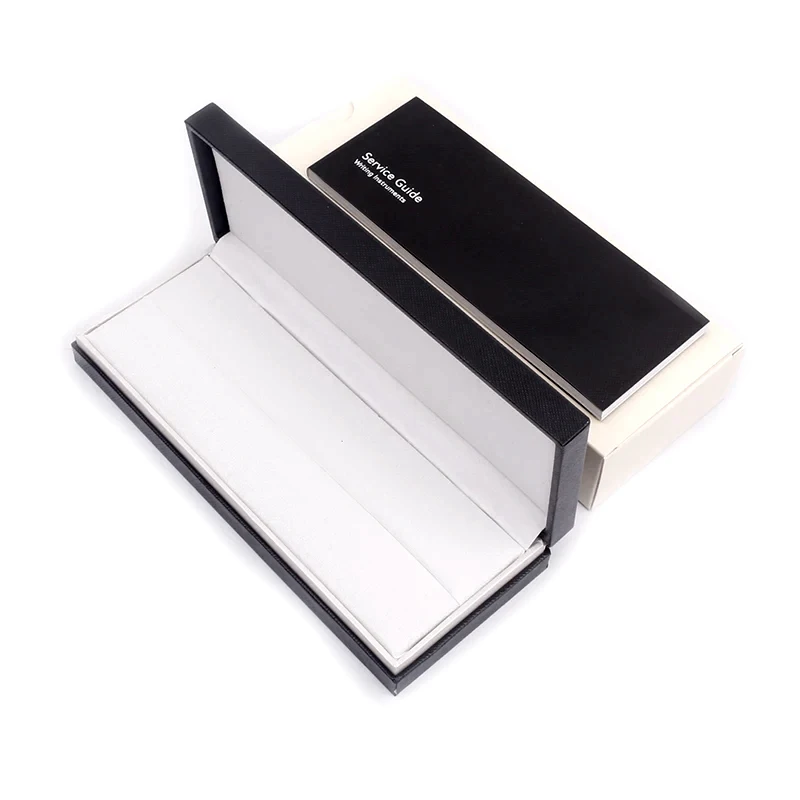 Luxo MB Pen Case com Service Guide Manual, Cufflinks Box, PU Couro Papel Coberto, CJS