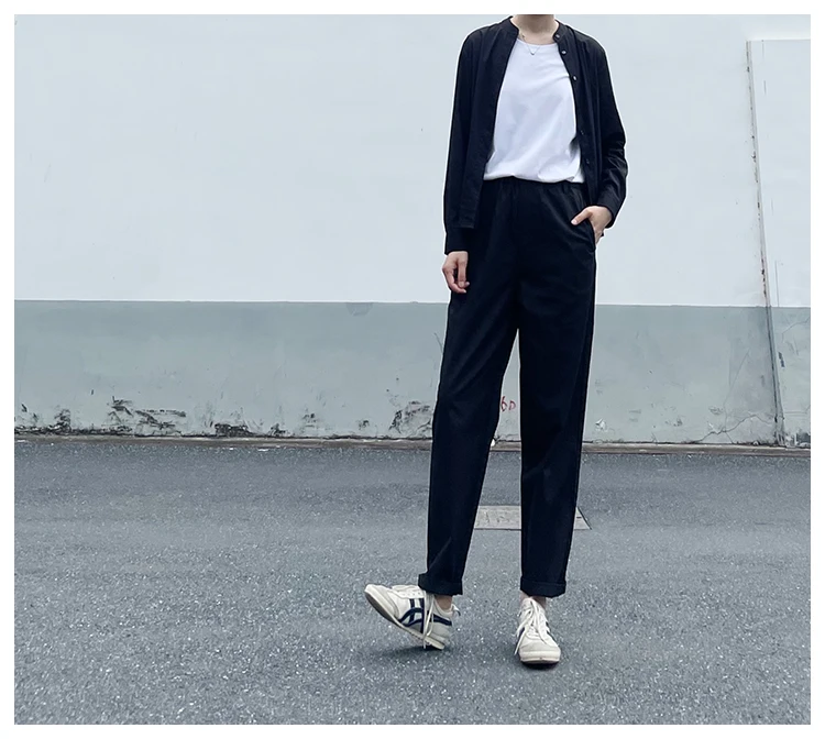 

Neutral Sle Loose Fit Bla Casual Pants for Men And Women High Waist Long Trousers Versatile Retro Japanese Sle