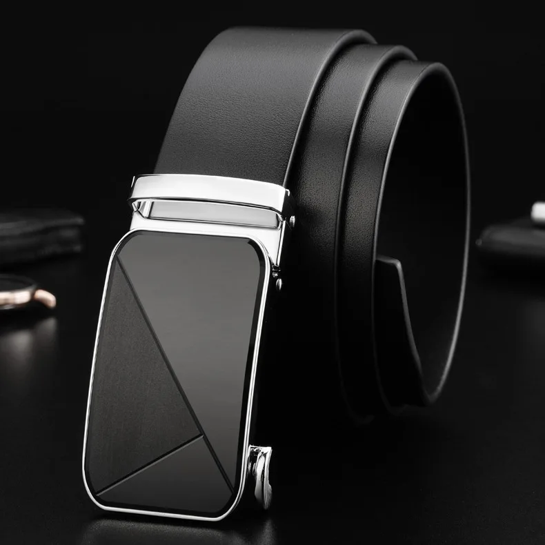 メンズレザーベルト-本革-若い世代向け-ビジネス-自動バックル-ウエストベルト-一層牛革製