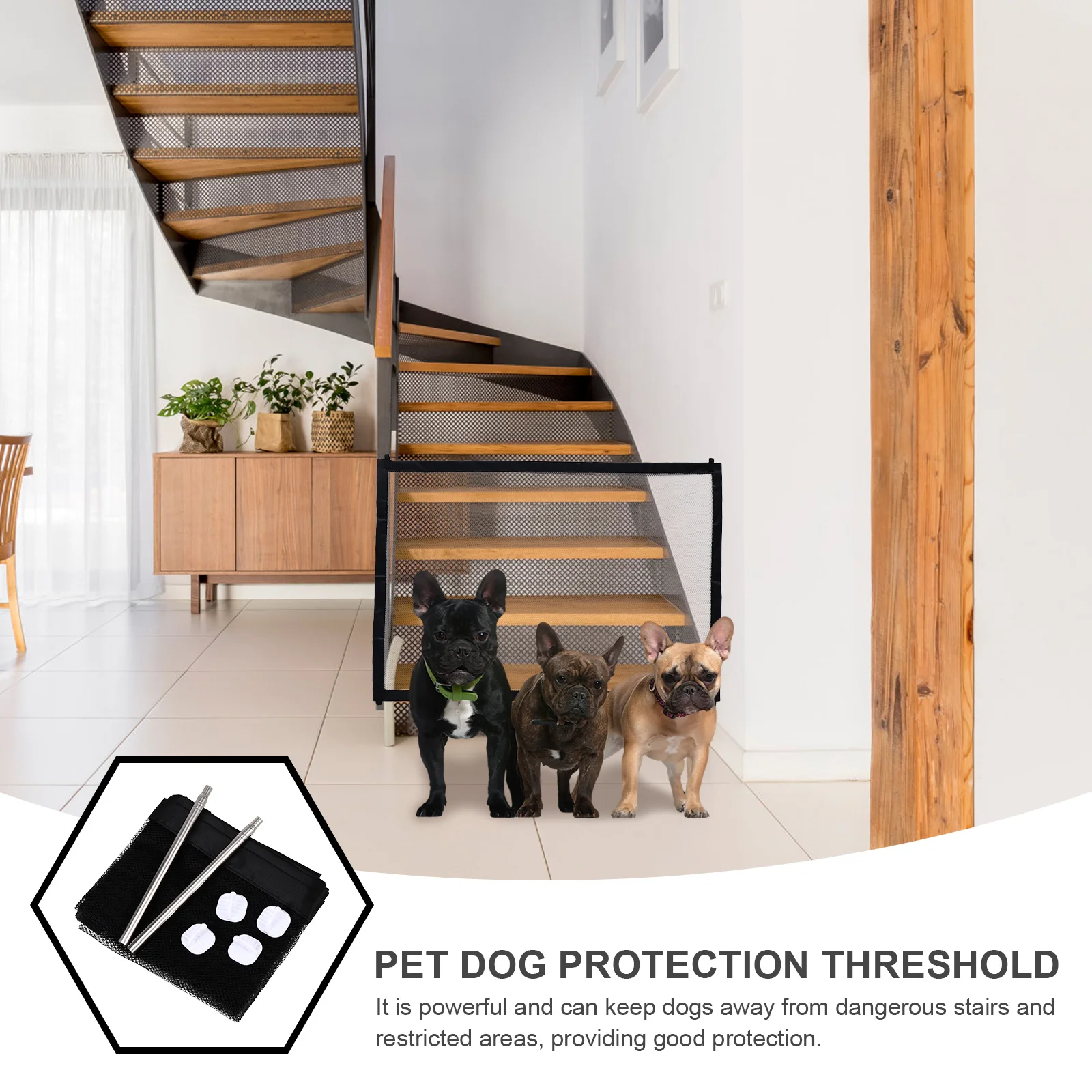 

1Pcs Portable Pet Safety Gate Upgraded Thickened Nylon Protective Dog Fence for Home Bedroom Stairs Balcony Pet Isolation Rail