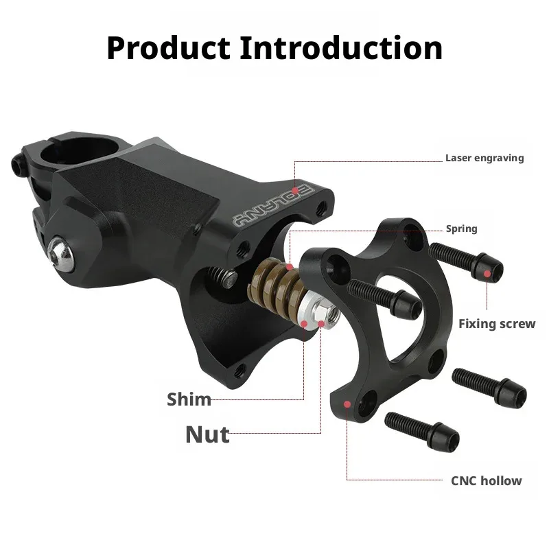 Bolany Shock-Absorbing Stem for Road Cross-Country, Gravel, Folding Mountain Bikes ，Aluminum Al