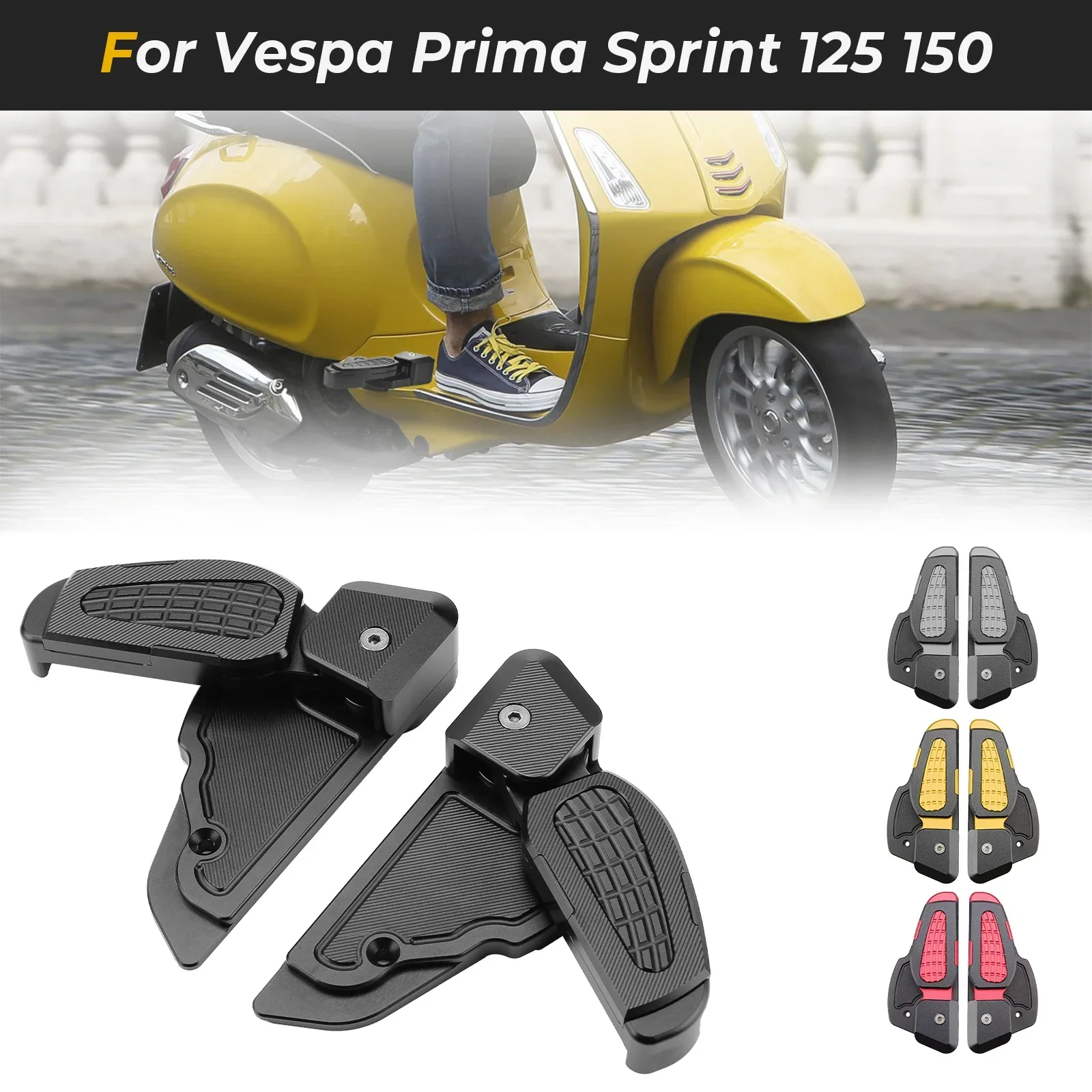 

For Vespa Primavera Sprint 125 150 2017-2020 Footrests Rear Passenger Foot Pedal Motorcycle Foldable Foot Steps Extension