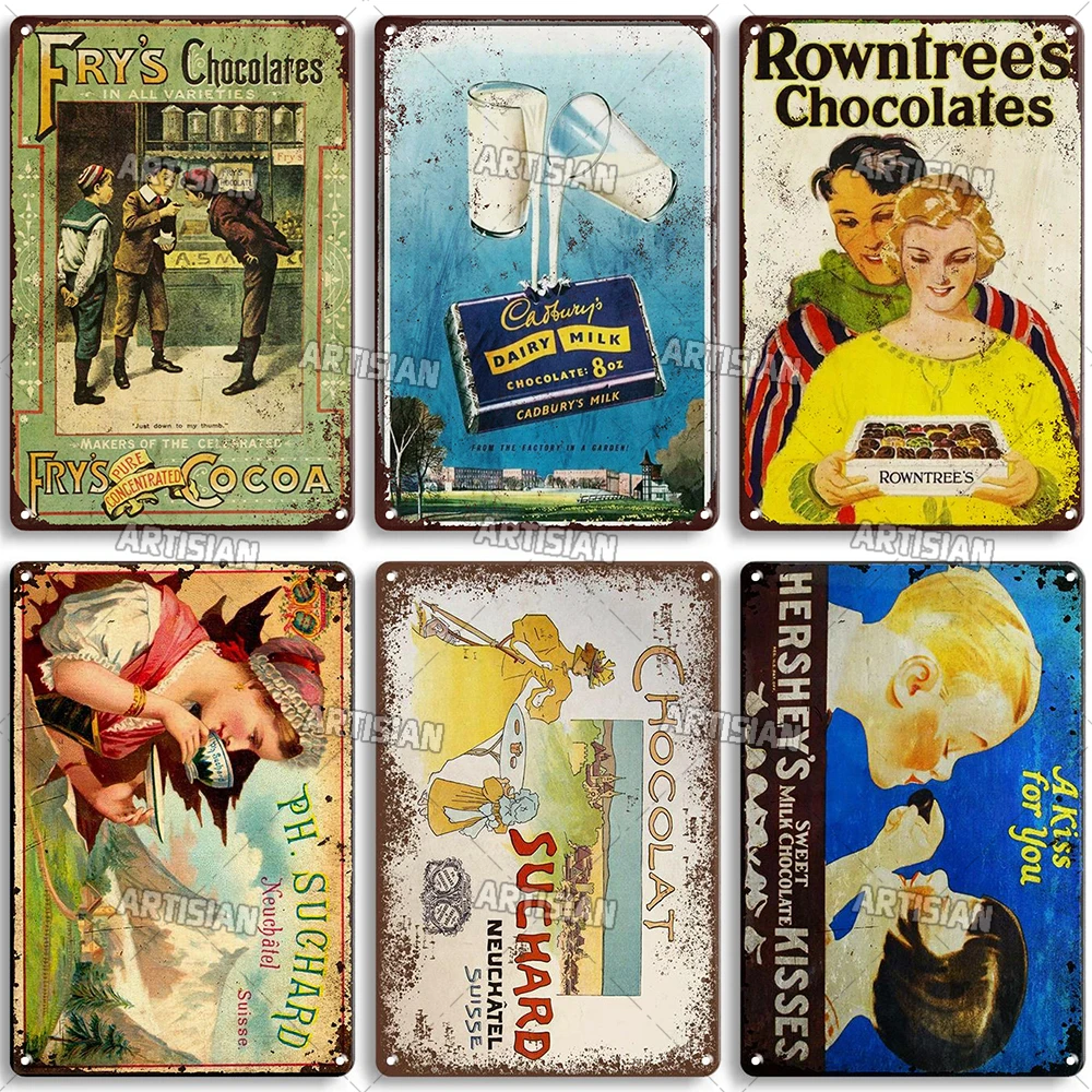 Rusty Cocoa And Chocolate Metal Plaque Vintage Poster Metal Tin Sign Retro Ice Cream Metal Plate Home Bar Cafe Industrial Decor