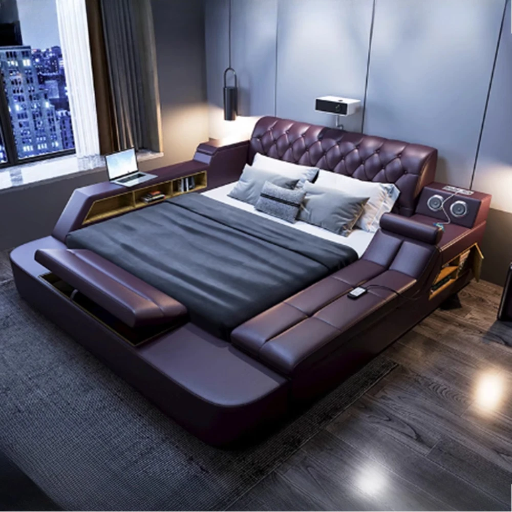 

Unique Upholstered Bed Aesthetic Reading Smart Dressers Bed Headboards Lounge Big Muebles Para Dormitorio Home Accessories