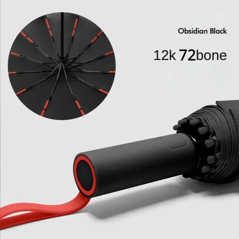 Reinforced 72 Bone Windproof Strong Fully Automatic Folding Umbrella for Men and Women, Sun UV Protection Rain Umbrellas Travel