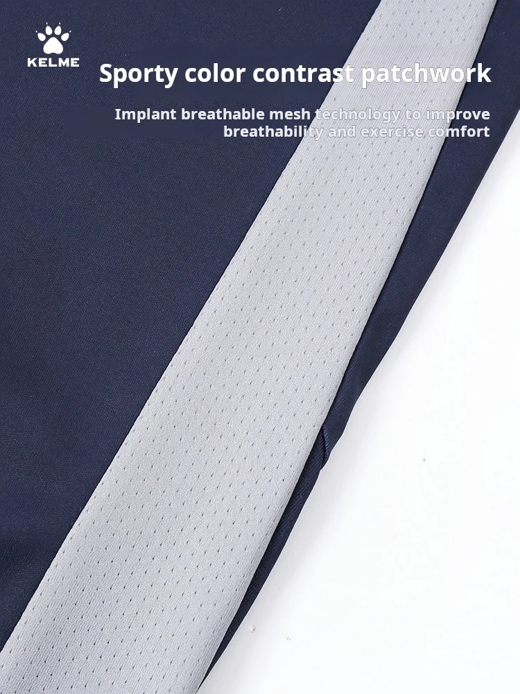 Kelme Men's Sports Cropped Pants Knitted Breathable Shorts Football Training Pants Fitness Outdoor Running Shorts