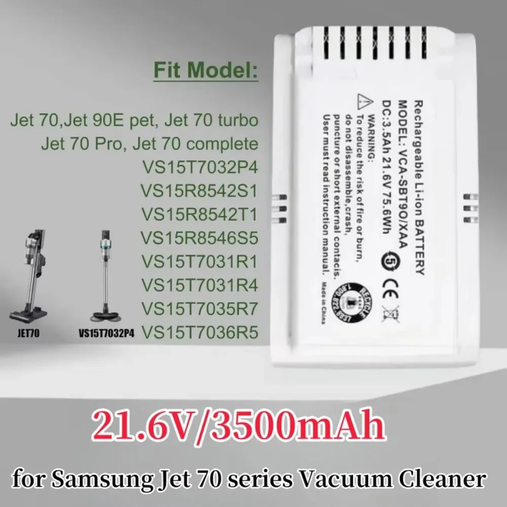 

21.6V 3500mAh Li-ion Battery for Samsung JET70/VCA-SBT90E Vacuum Cleaner - Brand New Replacement