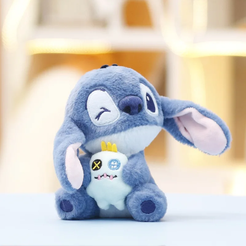 디즈니 스티치 봉제 인형, 귀여운 머리가 기울어진 스티치 봉제 인형, 사랑스러운 가방 참 열쇠고리, 생일/크리스마스 선물