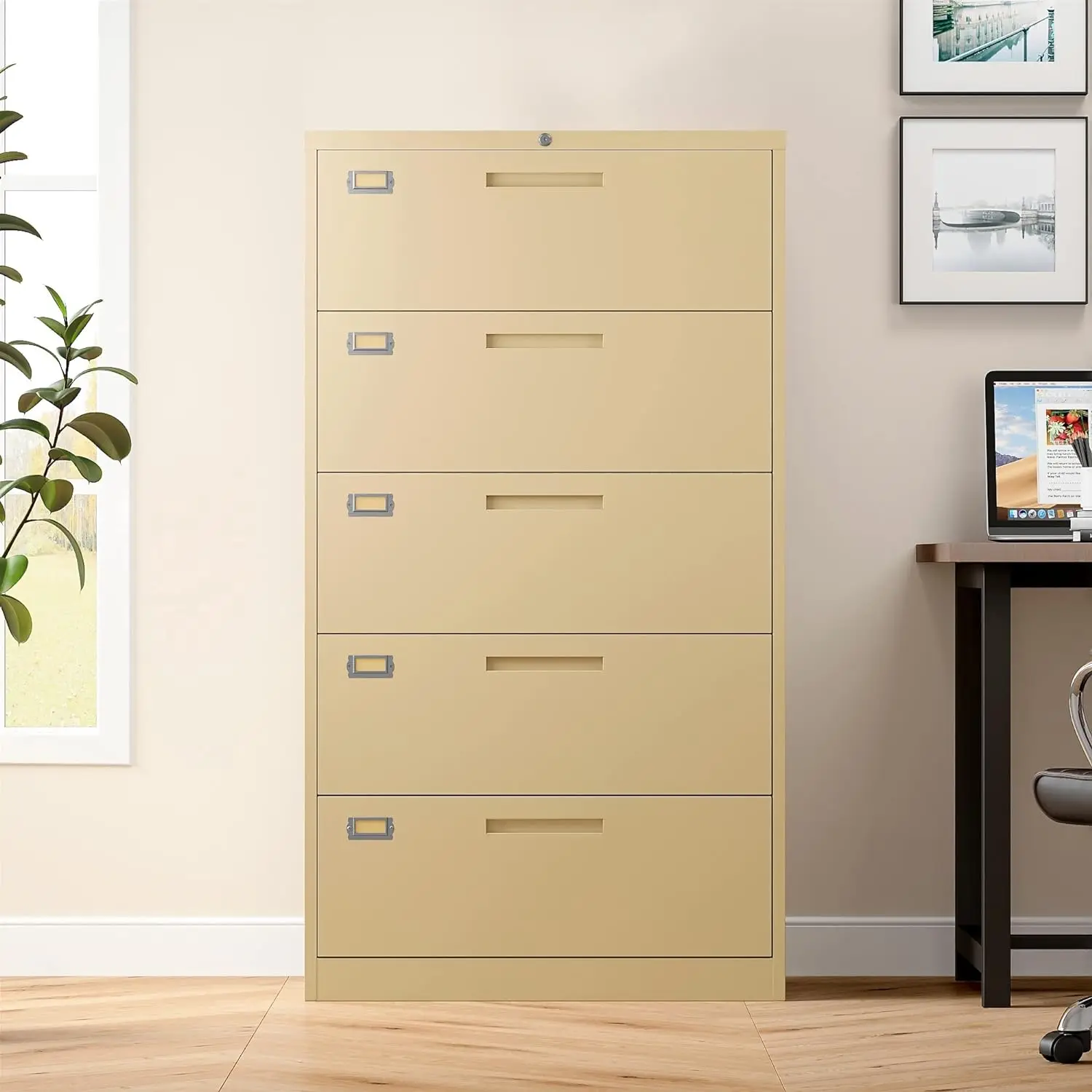 5 Drawer File Cabinet with Lock, 5 Drawer Metal Filing Cabinet, Lateral Filing Cabinet with Lock for Home Office office cabinet