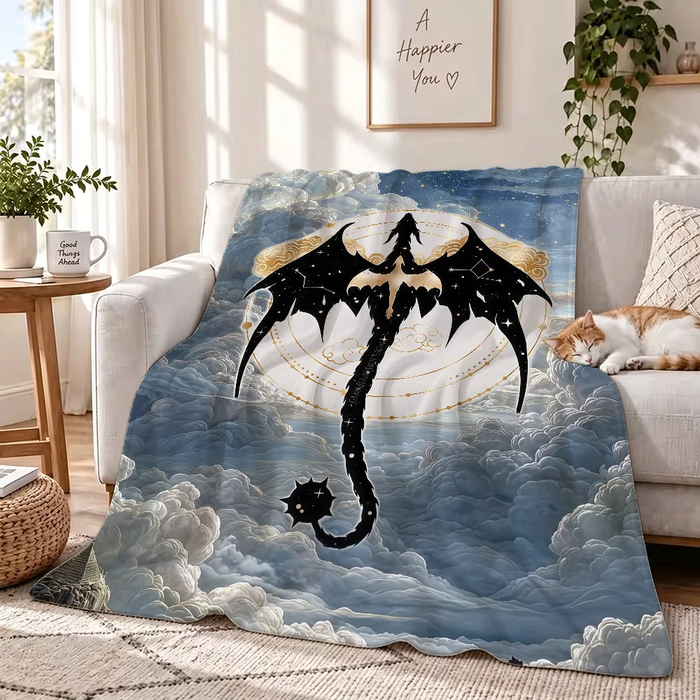 F-Fourth Wing Dragon-D Blanket Perfect For Sofas Beds Offices Travel Camping Chairs Warm Thick Plush Blanket All Season Use