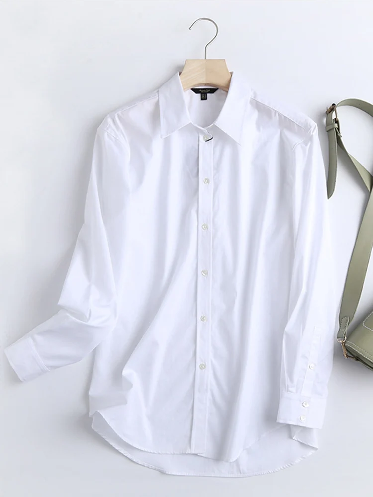 White Blouse for Women, Withered England Style, Office Lady, Simple Fashion, Poplin Tops, Shirts for Women