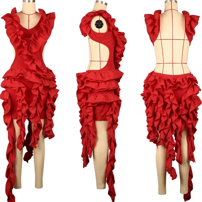 Sexy Off the Shoulder Backless Party Dresses Women Evening Celebrity Ball Gown Dress Birthday Nightclub Ruffles Prom Mini Dress
