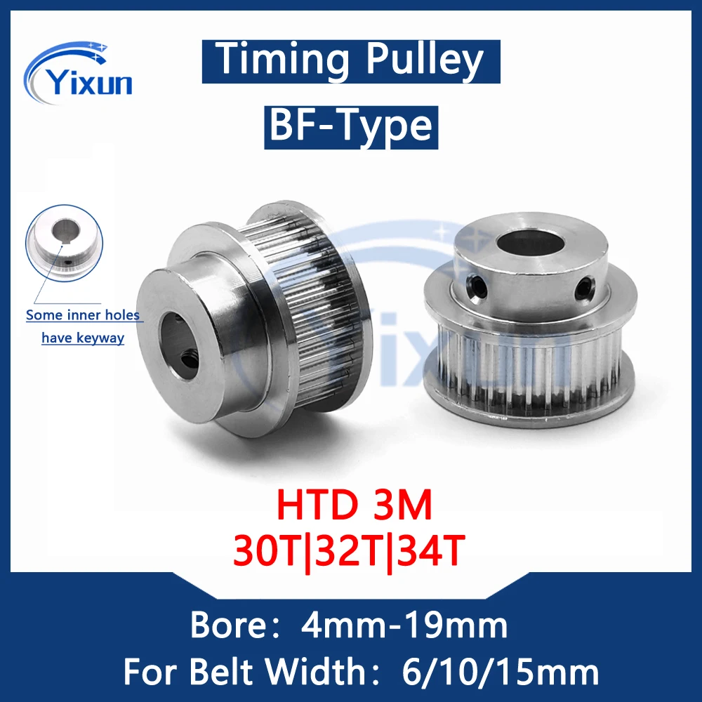 HTD 3M 30T 32T 34 Teeth Timing Pulley Bore 4mm-19mm For Belt Width 6/10/15mm Synchronous Belt Wheel With Keyway 30Teeth CNC Gear