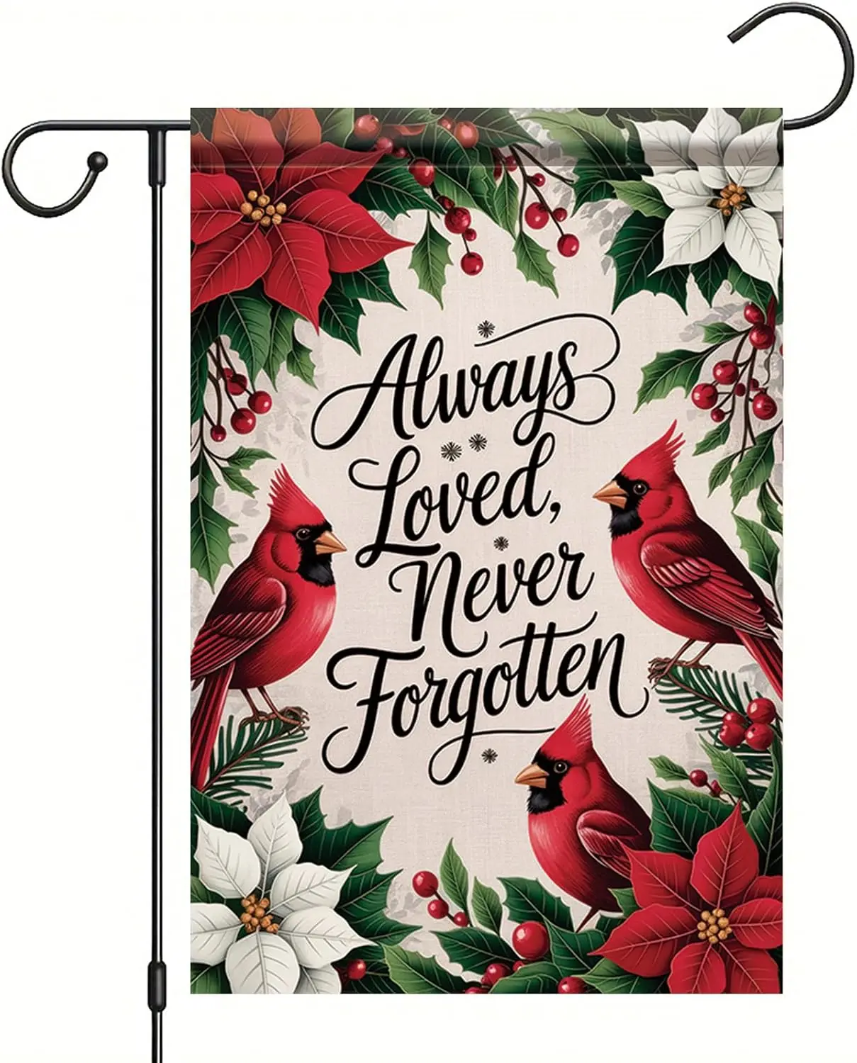 Cardinal Memorial Garden Flag 12x18 Inch Double Sided Always Loved Never Forgotten Forever Missed Memorial Day Gravesite Say uui
