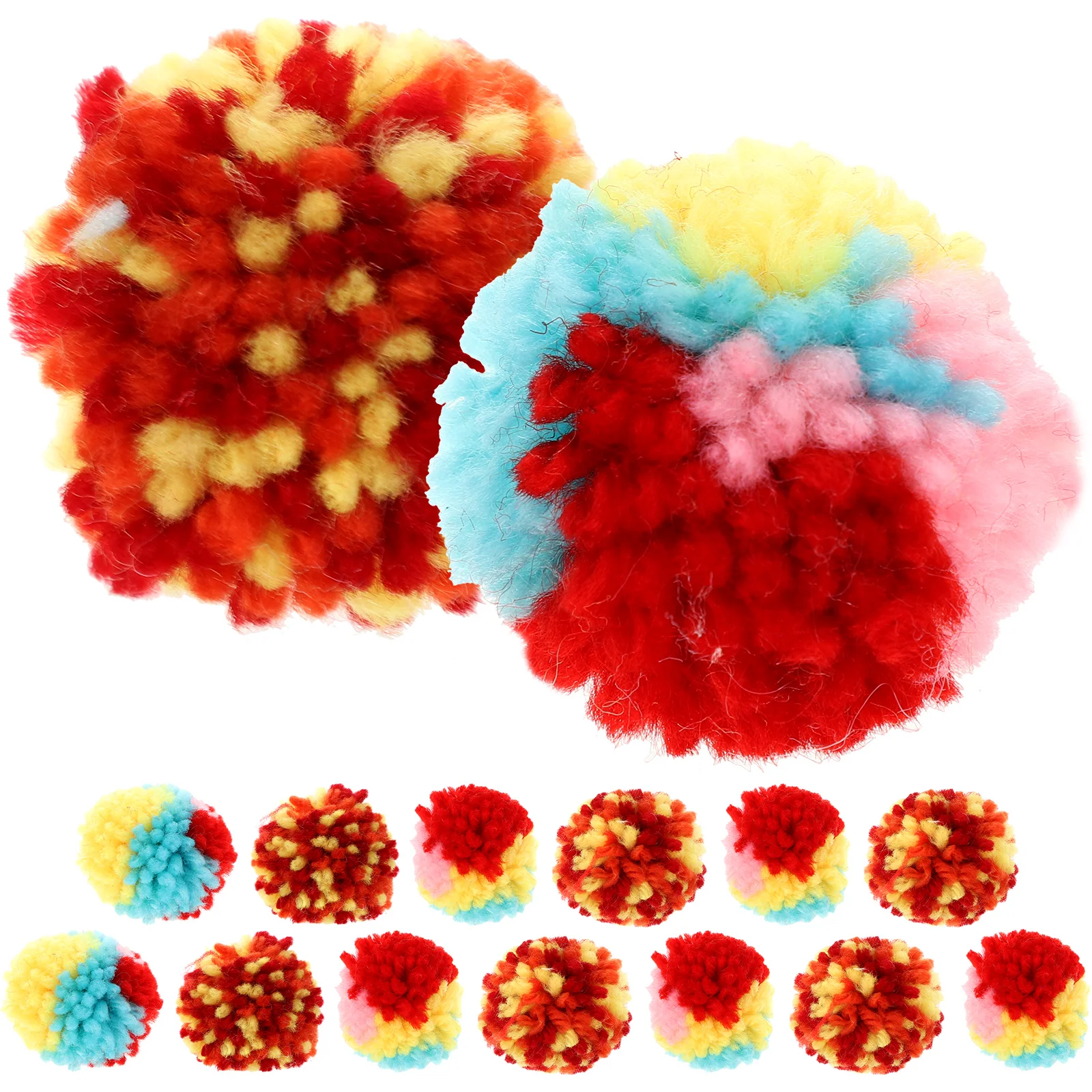 15 Pcs Cat Plush Ball Teaser Small Toy Yarn Puff Kitten Toys Balls for Kittens Colorful Pet