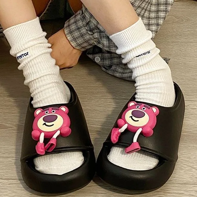 

Cute Toy Story Strawberry Bear Summer Home One line Dragging Outerwear Anti slip EVA Soft Bottom Cool Dragging Women's Shoes