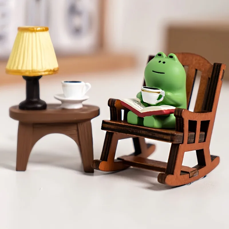 2/1 Stück Niedliche Frosch-Schaukelstuhl-Figur Japanische Heilende Mini-Harzstatue für Büro-Schreibtisch Auto Zuhause Armaturenbrett Deko-Ornament – Detail 9
