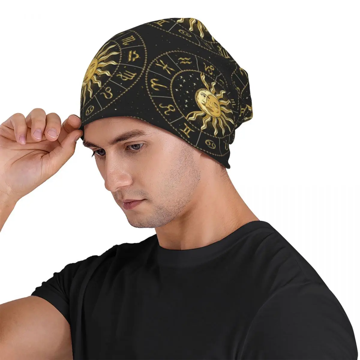 Horoscope Wheel With Zodiac Signs Men Women Adult Beanies Caps Knitting Bonnet Hat Warm Fashion Autumn Winter Skullies Hats