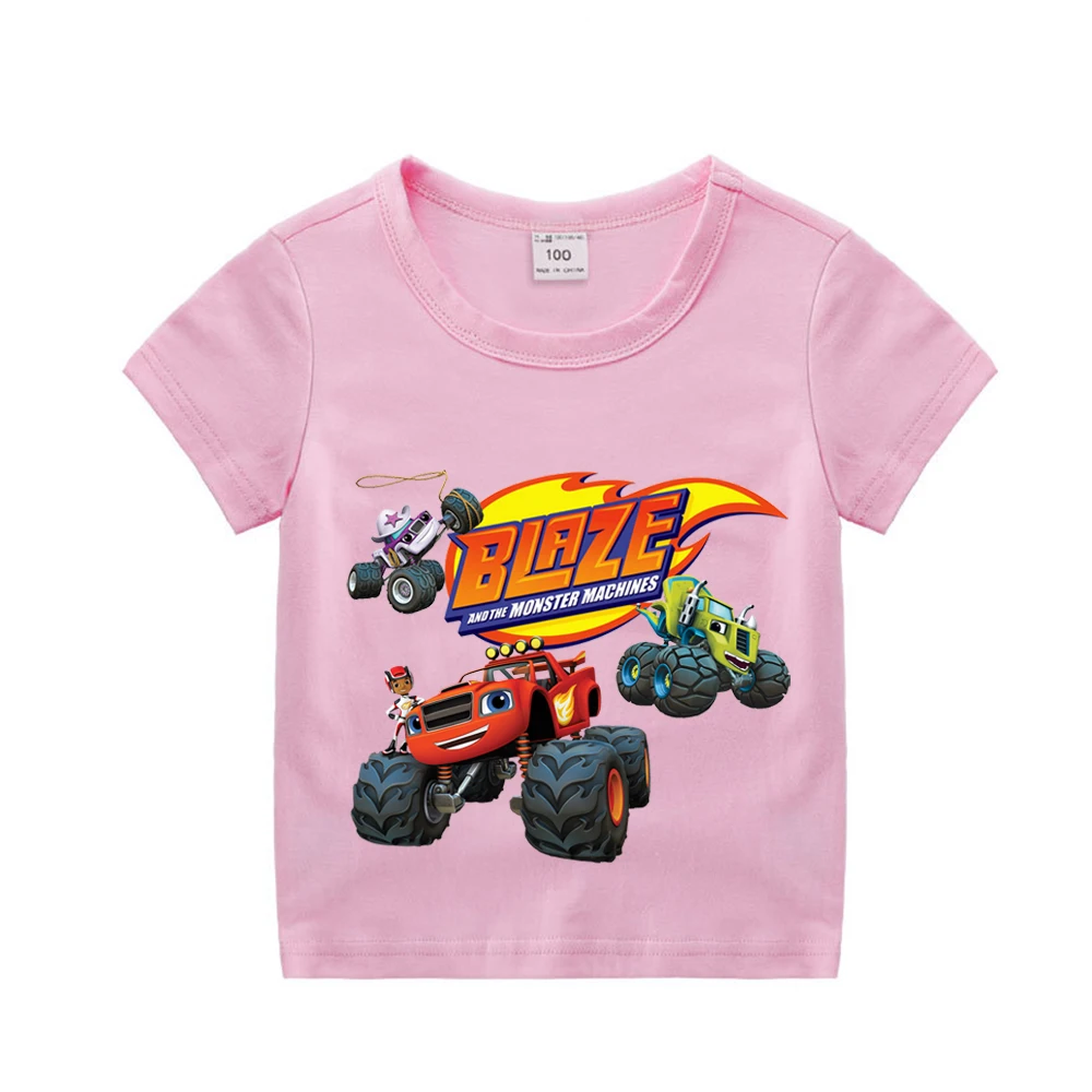 Blazed and Monster Machine Children Clothes T-shirt Cotton Short Sleeve Shirt Blazed Crusher AJ Pickle Top Summer Boys Clothes