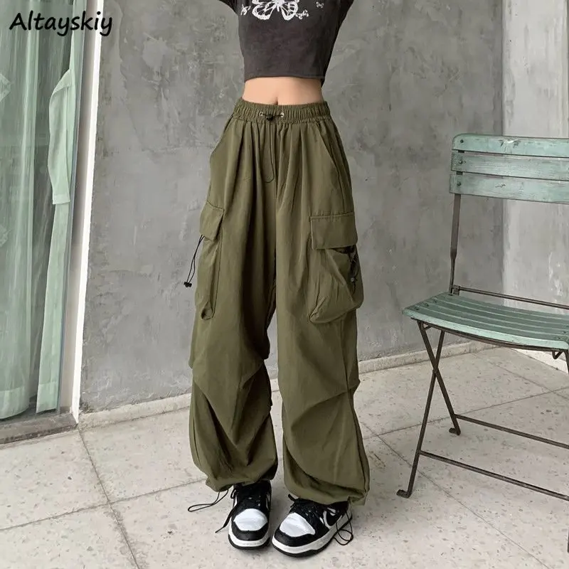 

Cargo Pants for Women Baggy Streetwear Y2k Clothes Autumn High Waist S-3XL Vintage American Retro Style Pantalones Mopping Solid