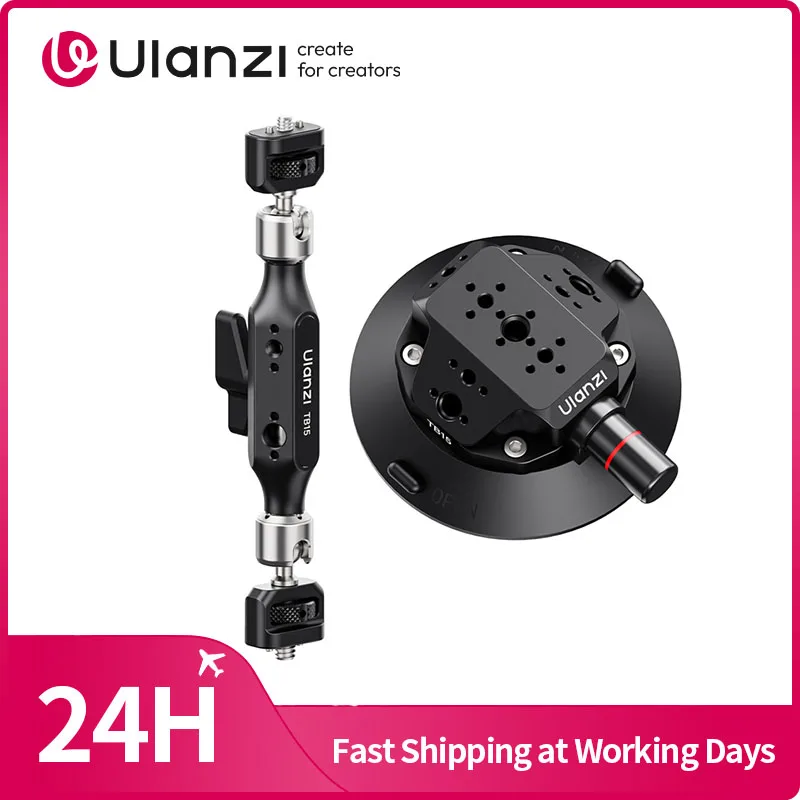 Ulanzi TB15 Suction Cup Mount Double-Ended Magic Arm for Vehicle-Mounted Sucker Bracket for Camera