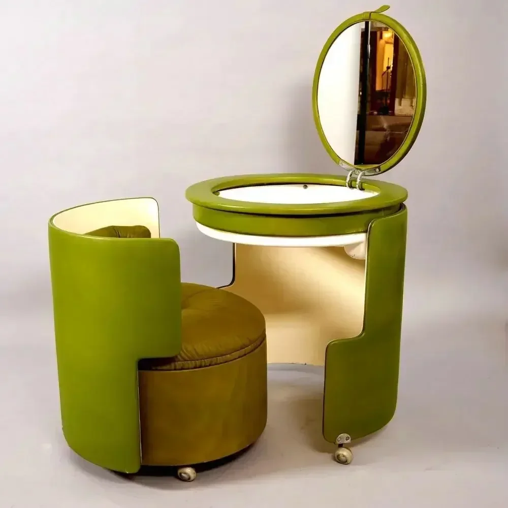Personnalisable milieu du siècle moderne vert dilly dally vanité coin miroir vanité maquillage coiffeuse en bois avec miroir ed