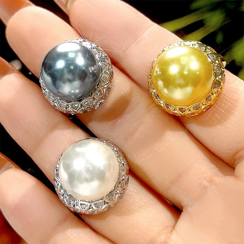 

New jewelry design: copper-plated, pearl-inlaid, high-end vintage closed ring, 14mm
