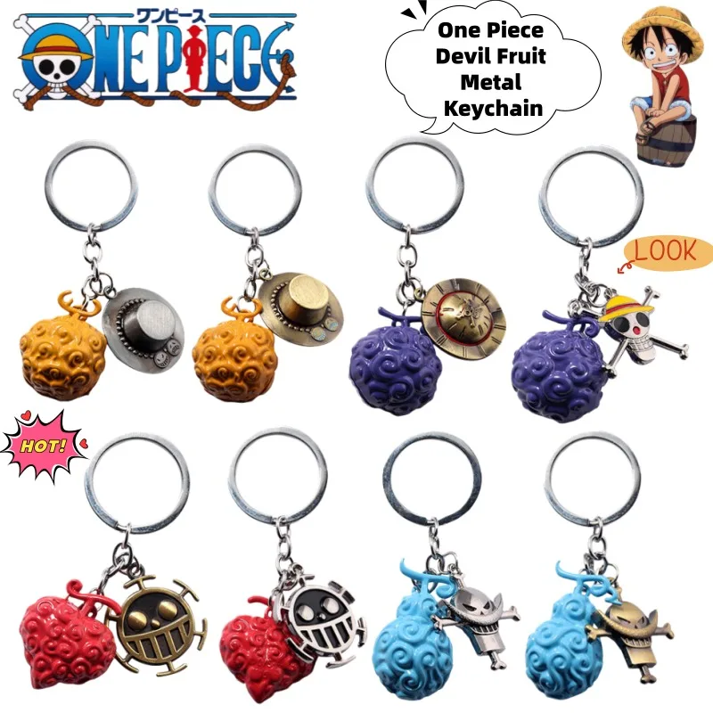 

New One Piece Cartoon Secondary Devil Fruit Keychain Anime Peripheral Creative Backpack Decorative Metal Pendant Holiday Gift