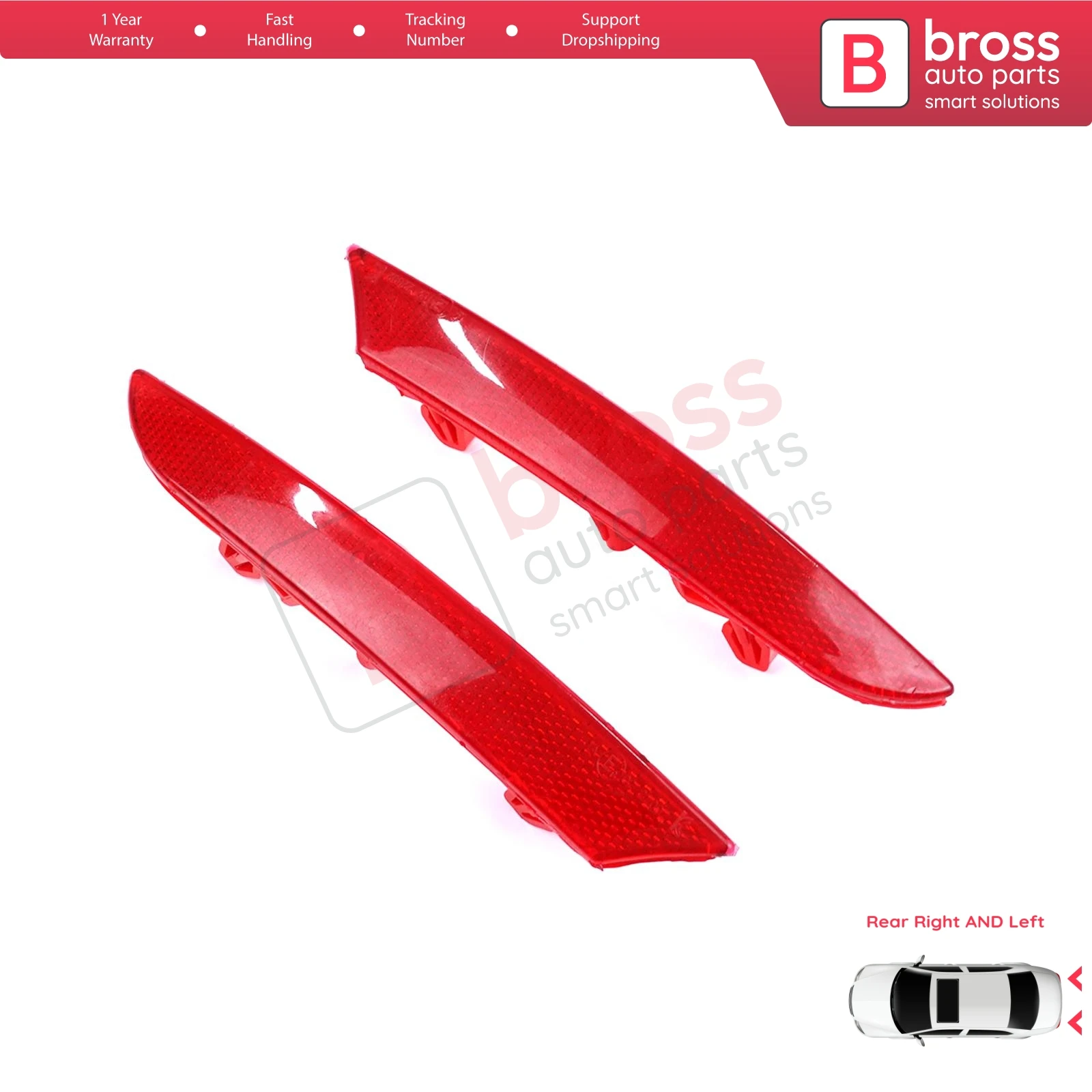 

BSP1171 Rear Right Left Side Bumper Reflex Reflector for Renault Clio MK5 BF B7 2019-On 265602442R 265651206R