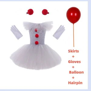 Pennywise توتو اللباس للفتيات مخيف الرمادي مهرج زي للأطفال ملابس تأثيري كرنفال حفلة هالوين أفضل 10 ملابس مهرج نسائية مبيعا - رقم 5