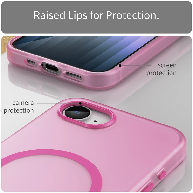 حافظة شحن لاسلكية مغناطيسية شفافة غير لامعة لهاتف آيفون 16 E 15 14 Plus 13 12 Pro Max لهاتف Magsafe Candy غطاء صلب مقاوم للصدمات