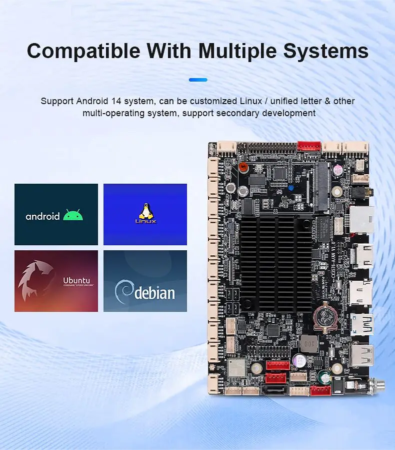 لوحة Ai Android 14.0 Ubuntu 22.04 Pcba Rockchip 3576 لوحة تطوير ثماني النواة Npu 6.0tops Rk3576 اللوحة الأم لـ Aiot Pos
