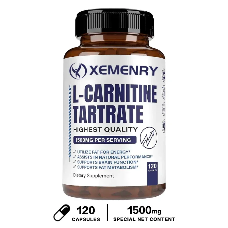 L-Carnitine Tartrate Premium Capsules 1500 mg - Natural Energy Production, Supports Metabolism