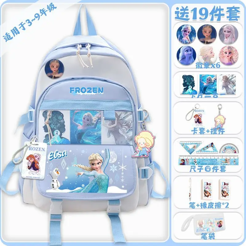 Disney New Princess Elsa Student Schoolbag Large Capacity  and Lightweight Shoulder Pad Waterproof Stain-Resistant Backpack