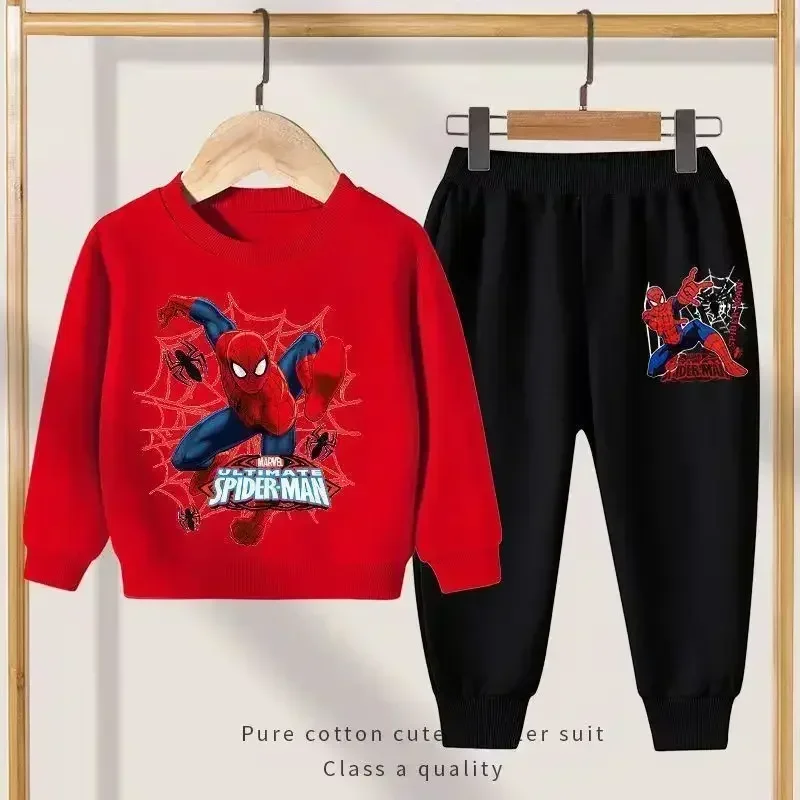 Anime Disney Spring Autumn New Product Boys Girls Clothes Set Spider-Man Hoodies Coat + Pants 2PCS Set Casual Kids Sportswear