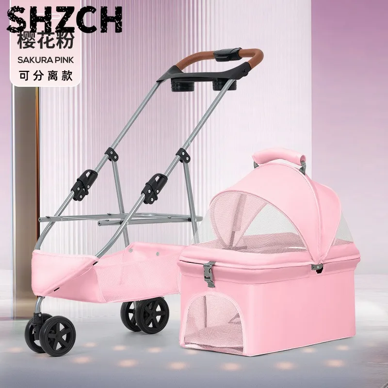 Lightweight Three-Wheeled Pet Stroller Stackable Outdoor Cart for Medium to Small Dogs And Cats