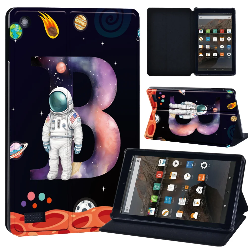 Funda anticaída para Tablet Fire 8 2020 Plus 2020/Fire 7 5th 9th, carcasa con soporte para Tablet Fire HD 10 2021 10,1 "Astronaut Ininitial