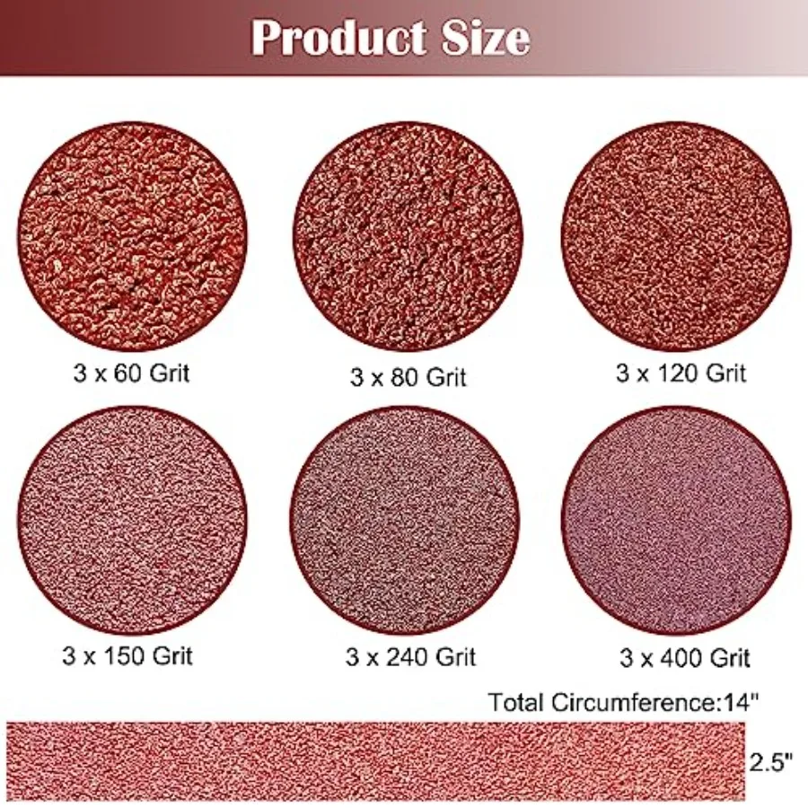 18 Pack 2-1/2 x 16 Inch Abrasive Sanding Belts Kit - 60 80 120 150 240 400 Grit Aluminum Oxide Clothed Backing Sander Belts for