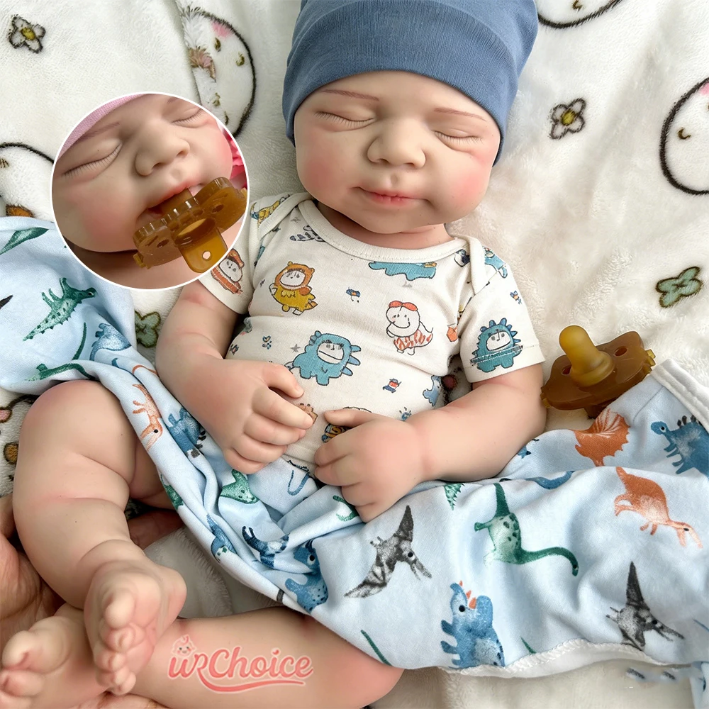 20 pollici coccoloso può aprire la bocca piena di silicone rinato ragazza e ragazzo con pelle dipinta lavabile morbido al tatto bambola appena nata regalo di Natale