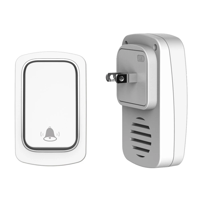 1Set Wireless Doorbell Home Outdoor Kinetic Ring White No Battery Required US Plug A