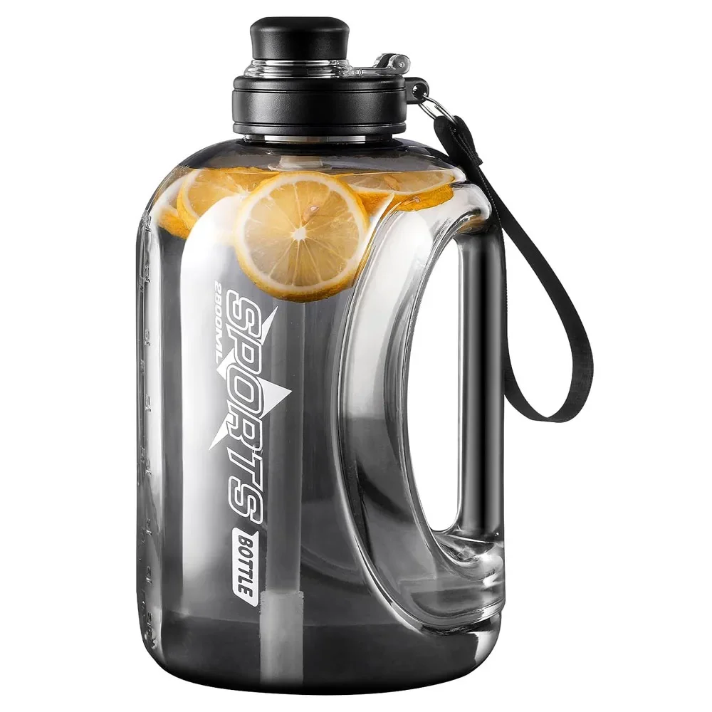 

Half Gallon Water Bottle, 1.8L/2.8 L Large Water Bottle with Straw and Portable Handle Strap, Gym Water Bottle for Sports Termo