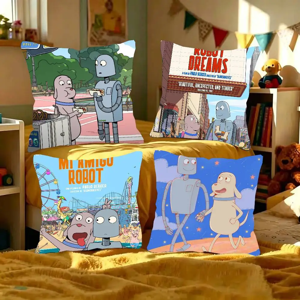 Robot Dreams Cartoon Movie Pillow Case Fashion Square Pillowcase Bedroom Sofa Room Ins Decoration Leisure