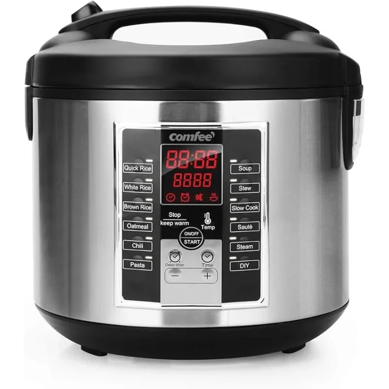 

10-cup rice cooker, steamer, saucepan, and stir-fry in one (12 digital cooking programs) Large 5.2-quart capacity,24-hour preset