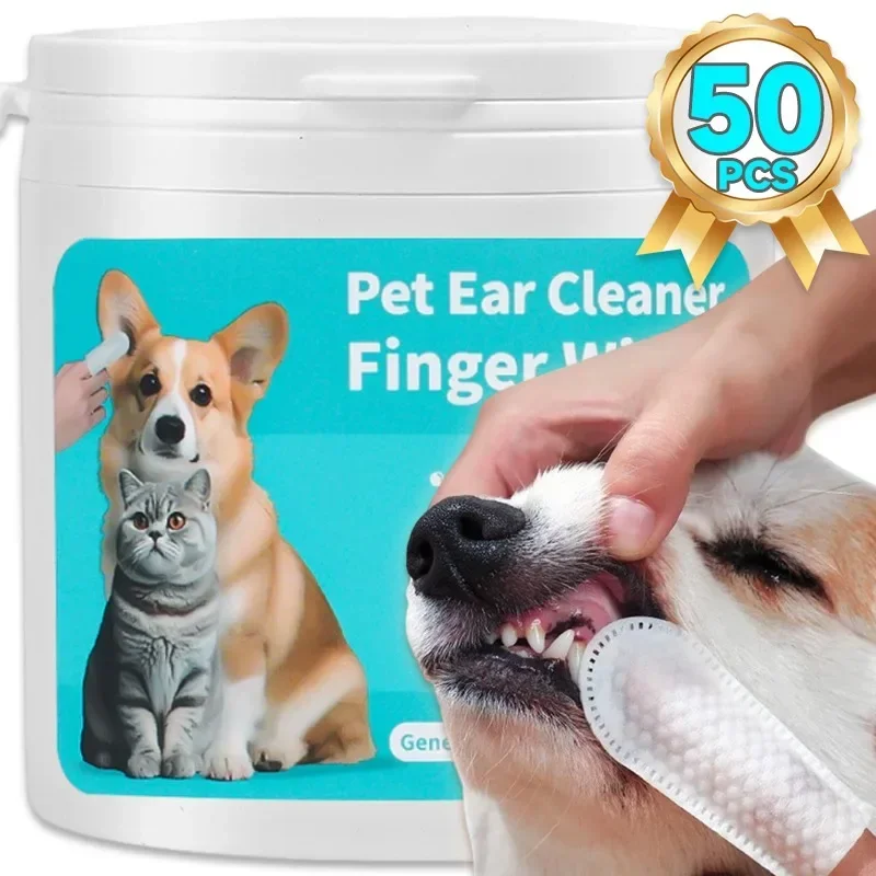 Pet Cleaning Wipes Disposable Eye Ear Care Finger Cover Dogs Cats Ear Mite Teeth Cleaning Fingertips Wipes Towels Pet Products