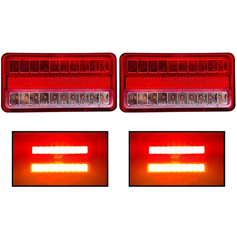 

2Pcs Tractor Rear Light 12V - 80V Trailer Taillight LED Forklift Tail Light Stop Turn Signal RV Van Car Back Light