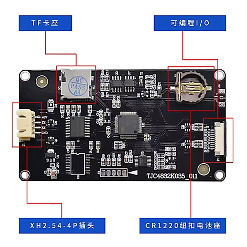 TJC4832K035-011R Enhanced K0 Series Serial screen 2.4/2.8/3.5-inch RTC function LCD display resistive touch screen