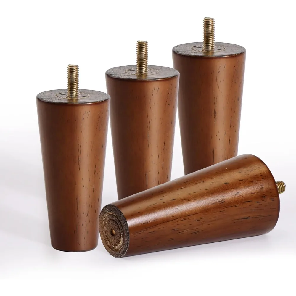 

Solid Wood Furniture Legs 4-Inch, Brown Retro Texture Sofa Replacement Wooden Legs for furniture Set of 4 for Sofa Feet Cabinet